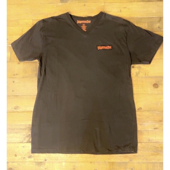 Jagermeister Mens T Shirt Black V-Neck Short Sleeve, Size Large - Picture 1 of 6